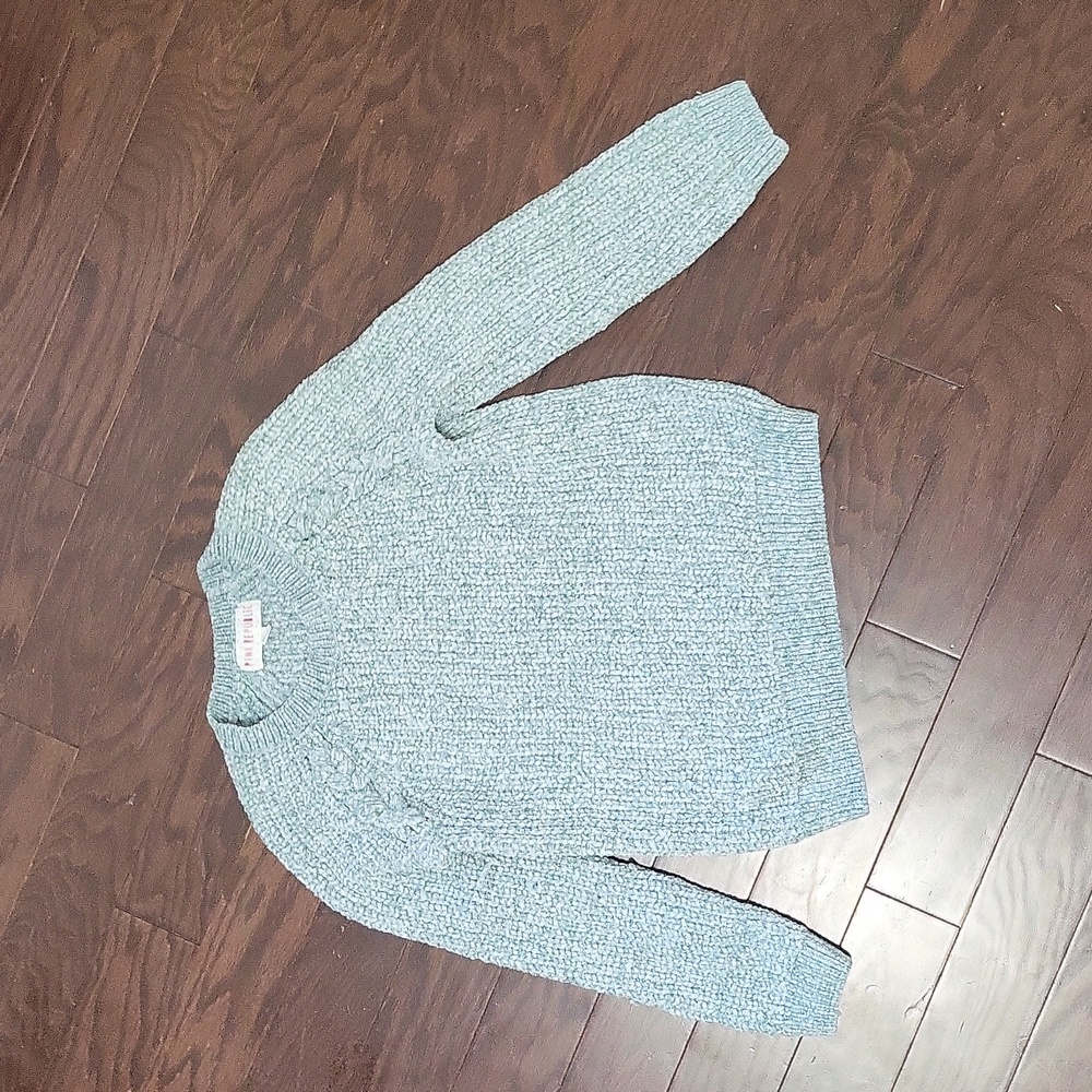 Pink Rose Light Blue Crew Neck Sweater